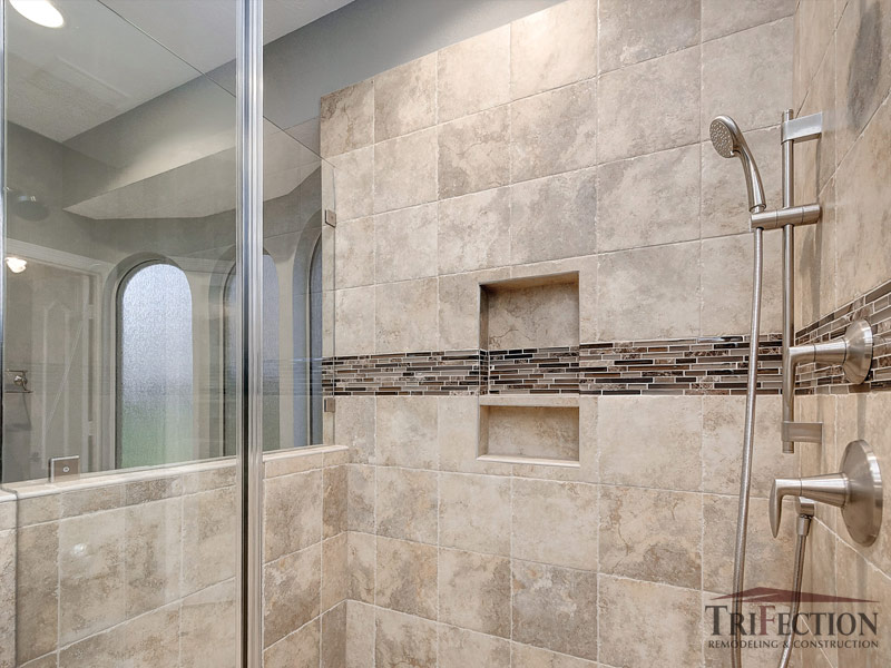 Glass and Stone Linear Mosaic Accent Tile After 6